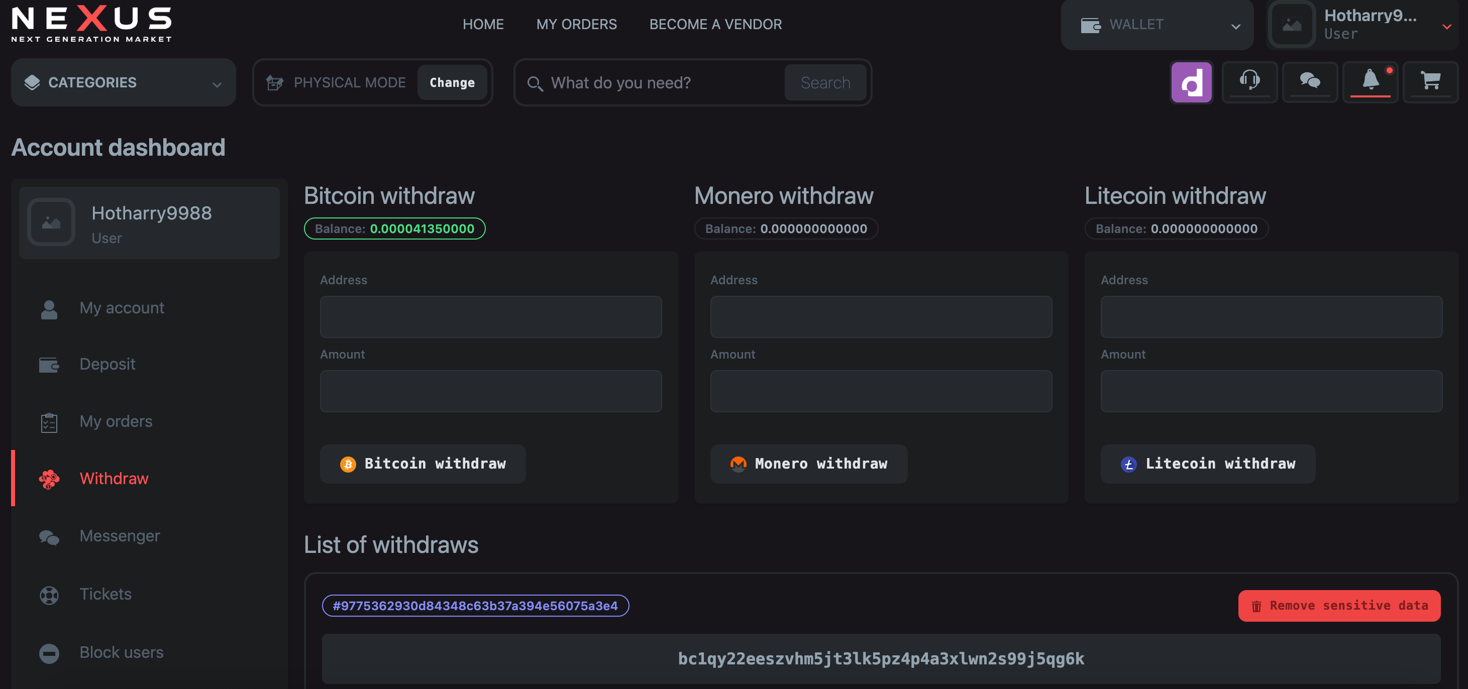 Nexus Market no-logs architecture and PGP encryption